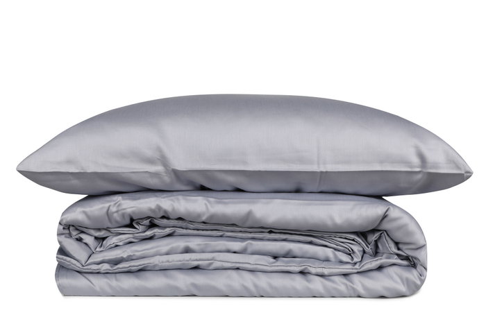 L'essentiel linge de maison Juego de funda de edredón de satén Gris, Doble
